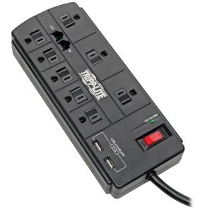 Tripp Lite TLP88TUSBB Protect It! 8-Outlet Surge Protector with 2 USB Ports
