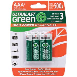 Ultralast ULGHP4AAA Green High-Power Rechargeables AAA NiMH Batteries