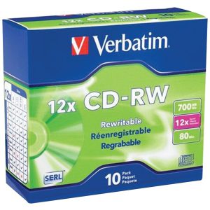 Verbatim 95156 700MB 80-Minute 4x-12x High-Speed Branded CD-RWs
