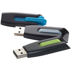 Verbatim 99126 Store 'n' Go V3 USB 3.0 Flash Drive (16GB; 3 pk; Blue/Gray/Green)