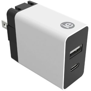 iEssentials IEN-AC31A1C-WT 3.4-Amp Dual Port Wall Charger with USB and USB-C