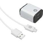 iEssentials IEN-ACC-22A 2.4-Amp Dual-USB Wall Charger with USB-A to USB-C Cable