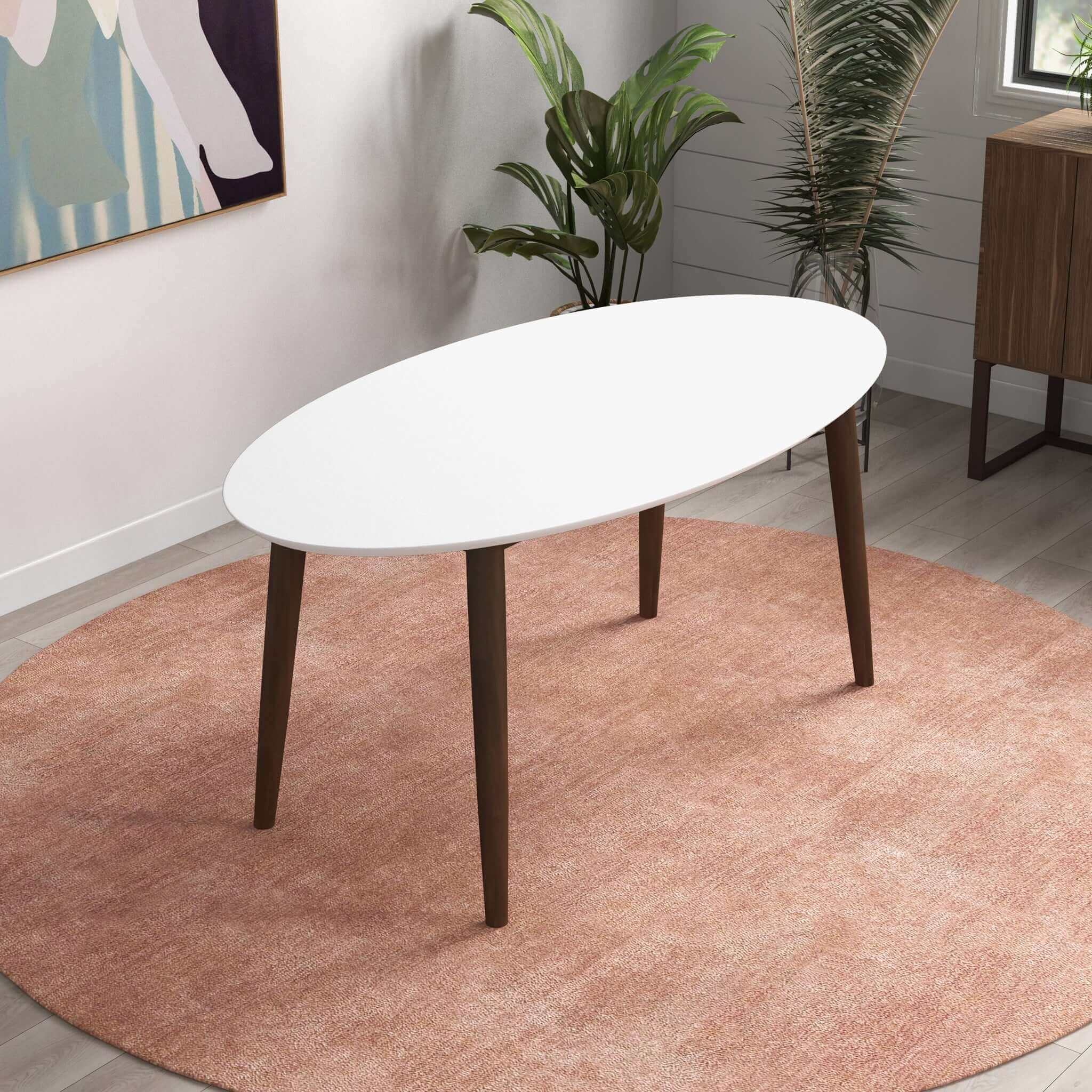 Ada Mid Century Modern Style Solid Wood Walnut Oval Dining Table Ada Mid Century Modern Style Solid Wood Walnut Oval Dining Table