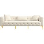 Alessandra Gold Plated Leg French Boucle Sofa in Cream