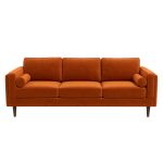 Amber Mid Century Modern Burnt Orange Luxury Modern Velvet Sofa