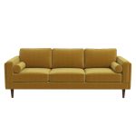 Amber Mid Century Modern Yellow  Luxury Modern Velvet Sofa