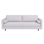 Anthony Mid-Century Modern Light Grey Pillow Back Fabric Sofa