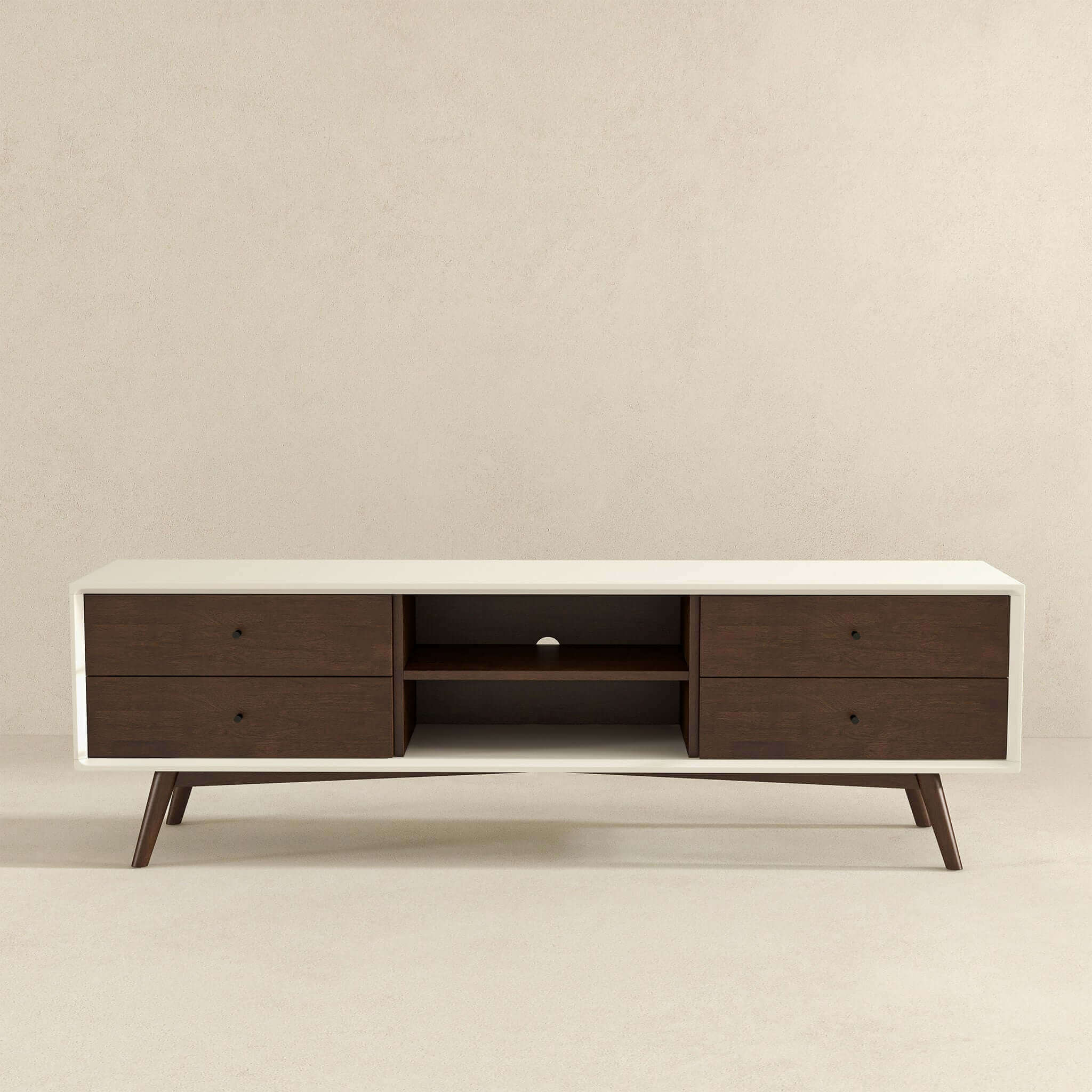 Caroline Mid Century Modern Style Walnut White TV Stand up to 72" Caroline Mid Century Modern Style Walnut White TV Stand up to 72"