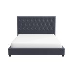 Donald Mid Century Modern Grey Velvet Platform Bed