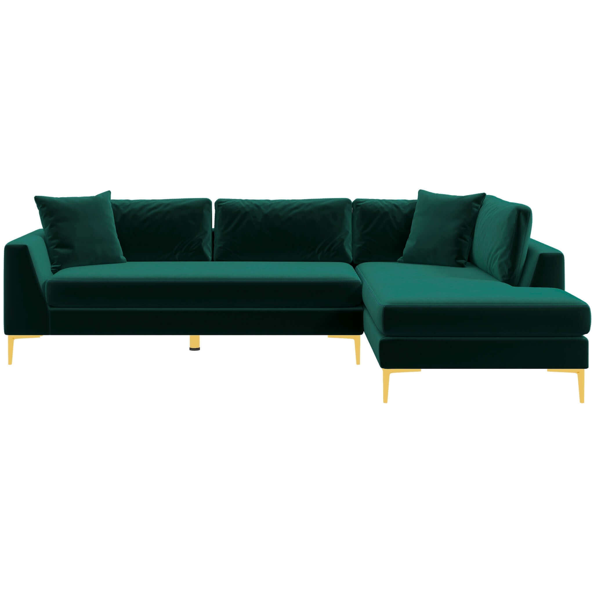 Mano Mid-Century Modern L-Shaped Velvet Sectional Sofa in Green Mano Mid-Century Modern L-Shaped Velvet Sectional Sofa in Green