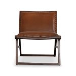 Marquis  Mid-Century Modern Genuine Leather Lounge Chair