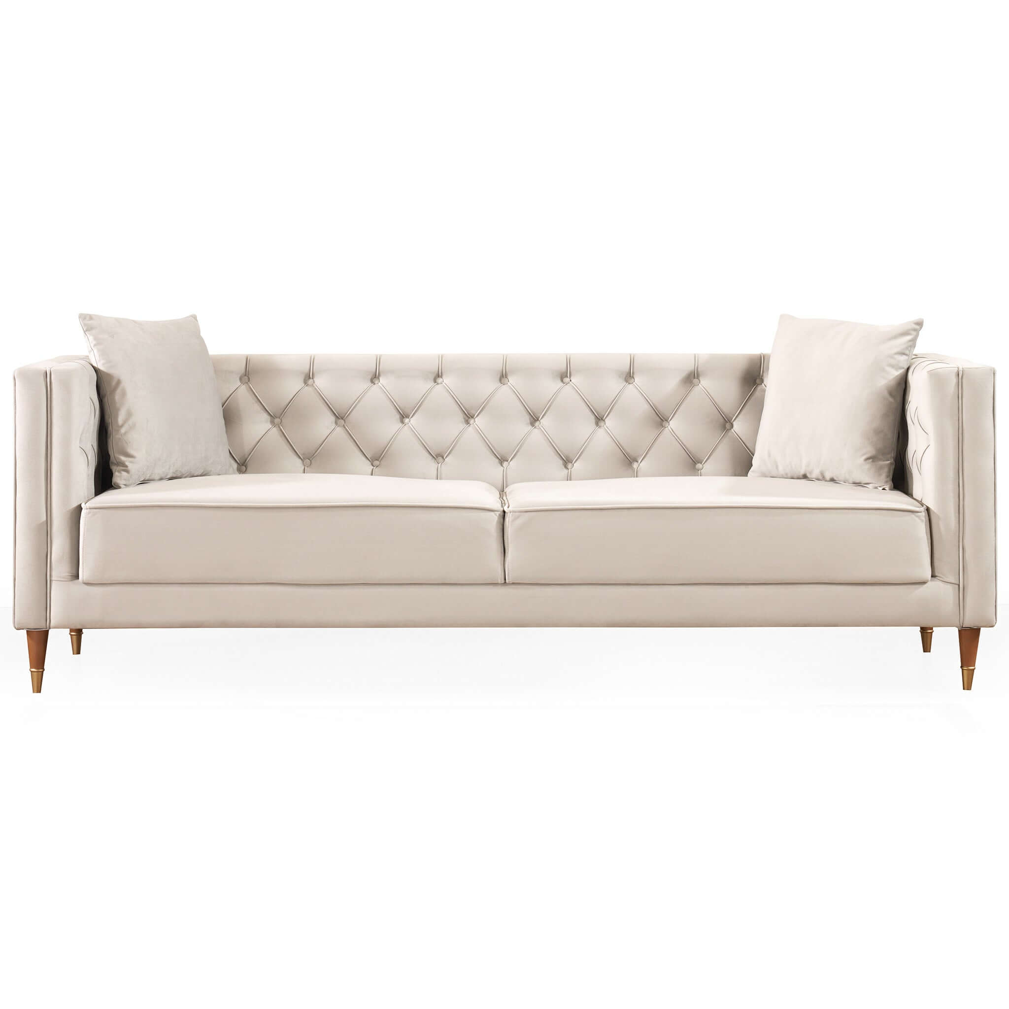 Autumn Mid-Century Modern Cream Velvet Sofa Autumn Mid-Century Modern Cream Velvet Sofa