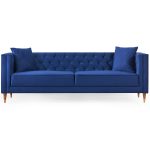 Autumn Mid-Century Modern  Dark Blue Velvet Sofa