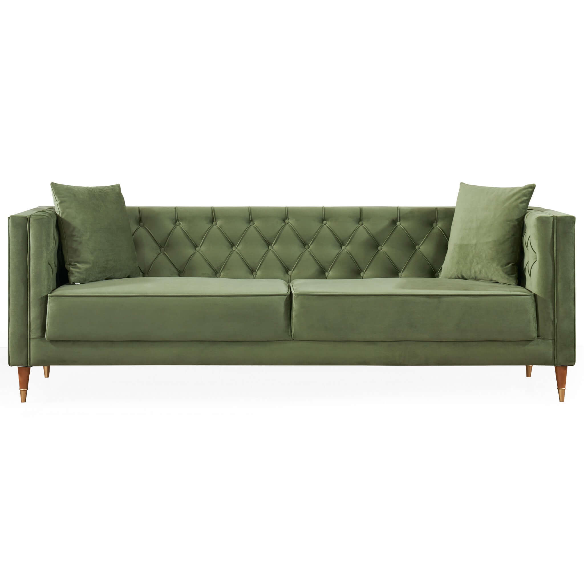 Autumn Mid-Century Modern Olive Green Velvet Sofa Autumn Mid-Century Modern Olive Green Velvet Sofa