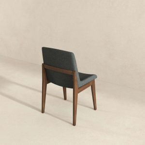Crystal Mid-Century Modern Dark Grey Fabric Dining Chair (Set of 2)