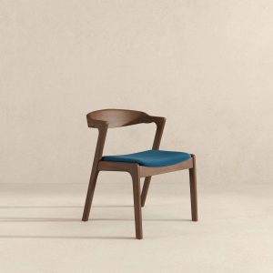 Dakota Mid-Century Modern Solid Wood Blue Velvet Dining Chair (Set of 2)