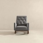 Demetrius Mid-Century Modern Light Grey Fabric Solid Wood Rocking Chair
