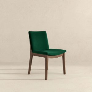 Kate Mid-Century Modern Green Velvet Solid Wood Dining Chair (Set of 2)