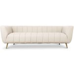 LaMattina Genuine Italian Beige Leather Channel Tufted Sofa
