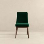 Laura Mid-Century Modern Green Velvet Solid Wood Dining Chair (Set of 2)