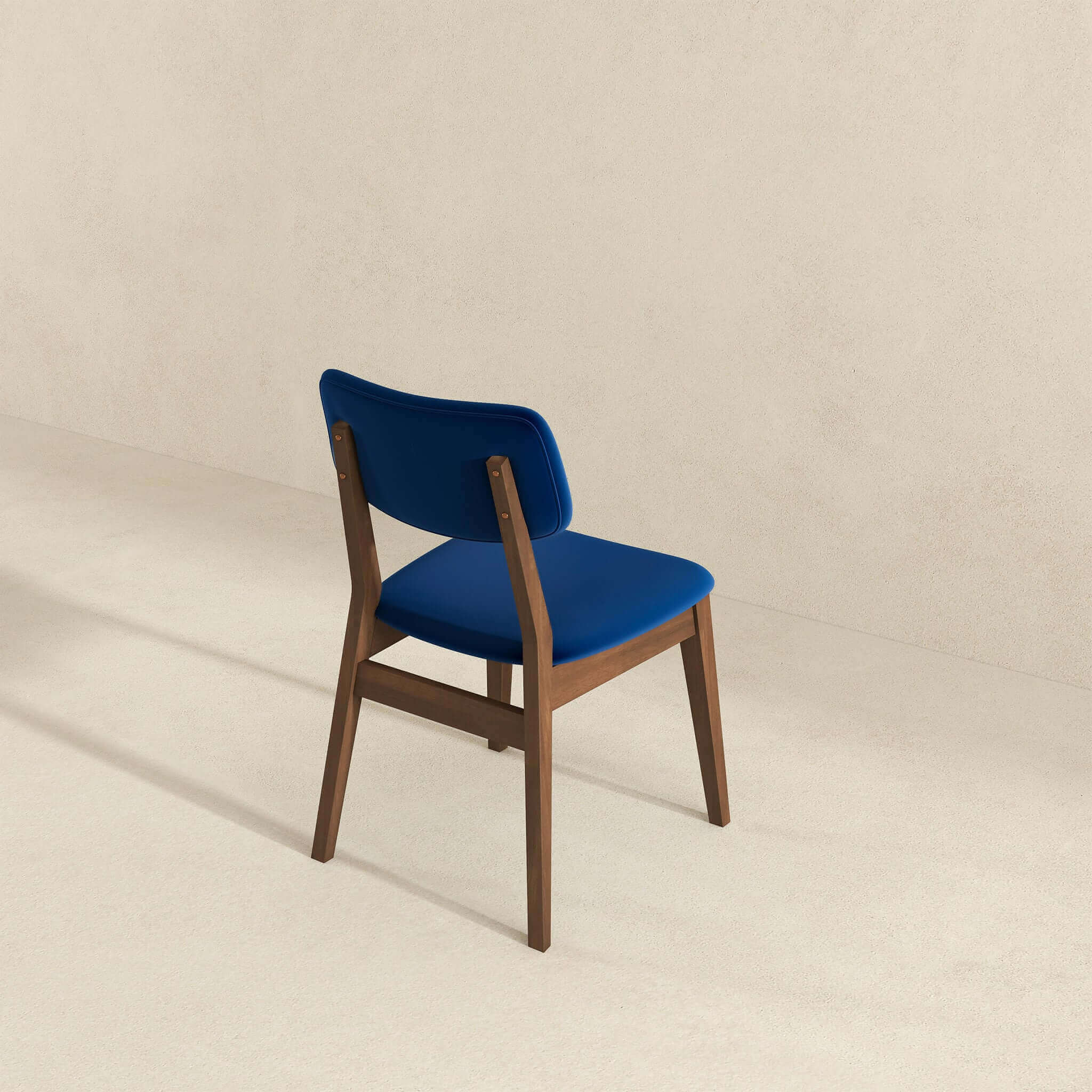 Mid-Century Modern Blue Velvet Solid Back Side Chair (Set of 2) Mid-Century Modern Blue Velvet Solid Back Side Chair (Set of 2)