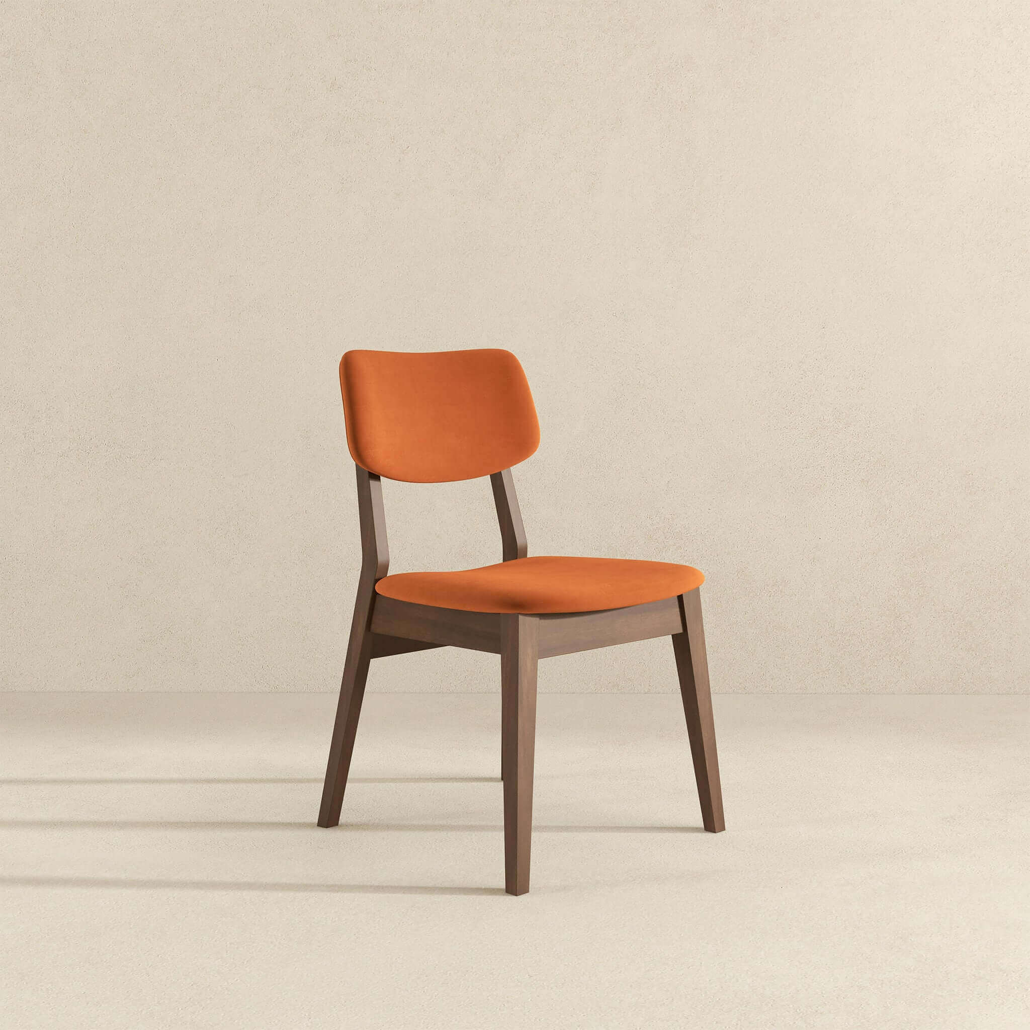 Mid-Century Modern Burnt Orange Velvet Solid Back Side Chair (Set of 2) Mid-Century Modern Burnt Orange Velvet Solid Back Side Chair (Set of 2)
