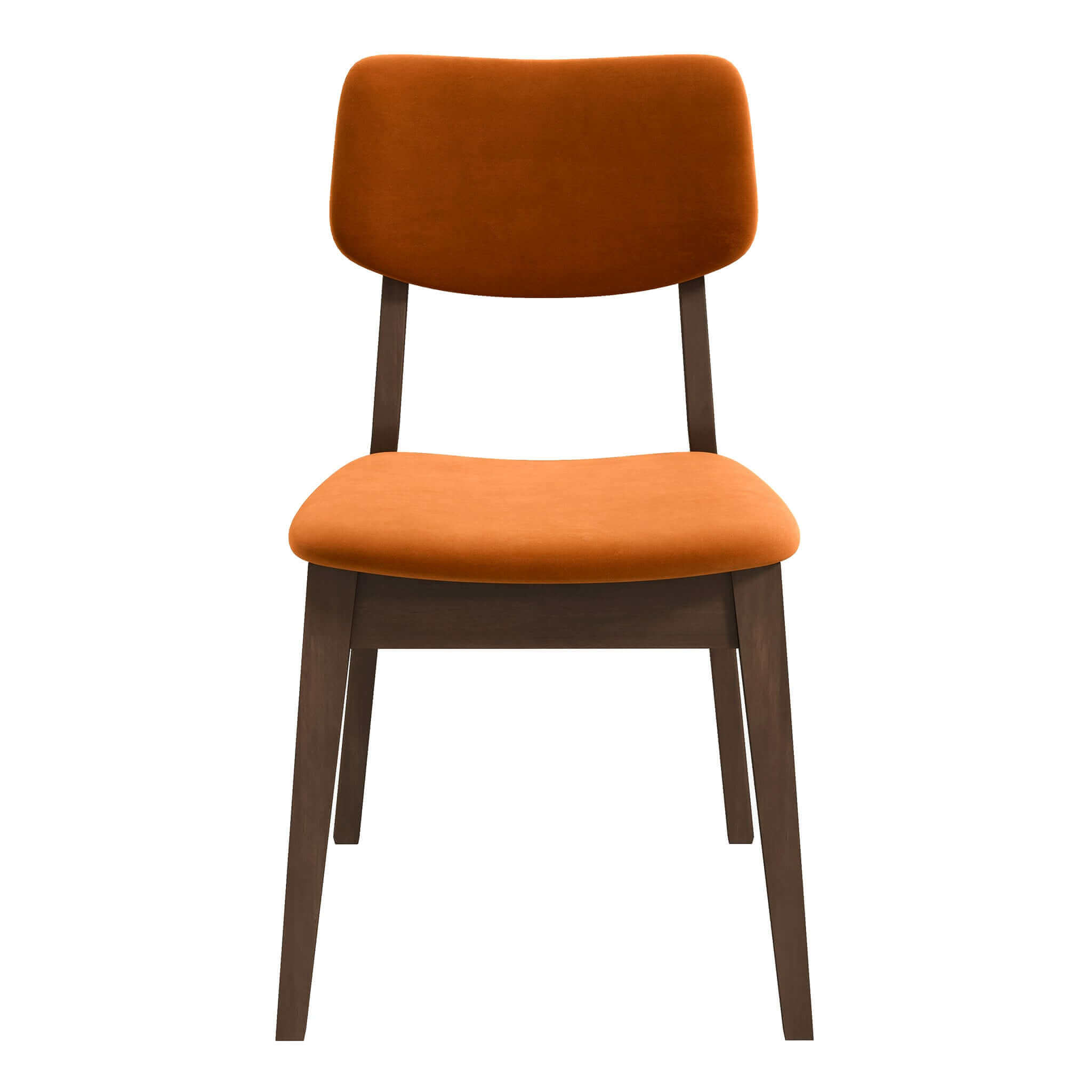 Mid-Century Modern Burnt Orange Velvet Solid Back Side Chair (Set of 2) Mid-Century Modern Burnt Orange Velvet Solid Back Side Chair (Set of 2)