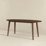 Ada Mid Century Modern Style Solid Wood Walnut Oval Dining Table - Image 4