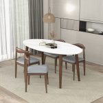 Ada Mid Century Modern Style Solid Wood White Top Oval Dining Table - Image 2