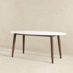 Ada Mid Century Modern Style Solid Wood White Top Oval Dining Table - Image 3