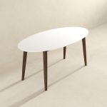Ada Mid Century Modern Style Solid Wood White Top Oval Dining Table - Image 4
