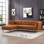 Addison Left Sectional Cognac Leather Sofa - Image 3