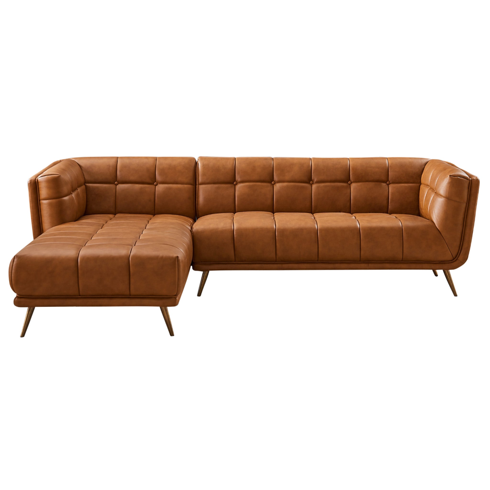 Addison Left Sectional Cognac Leather Sofa Addison Left Sectional Cognac Leather Sofa