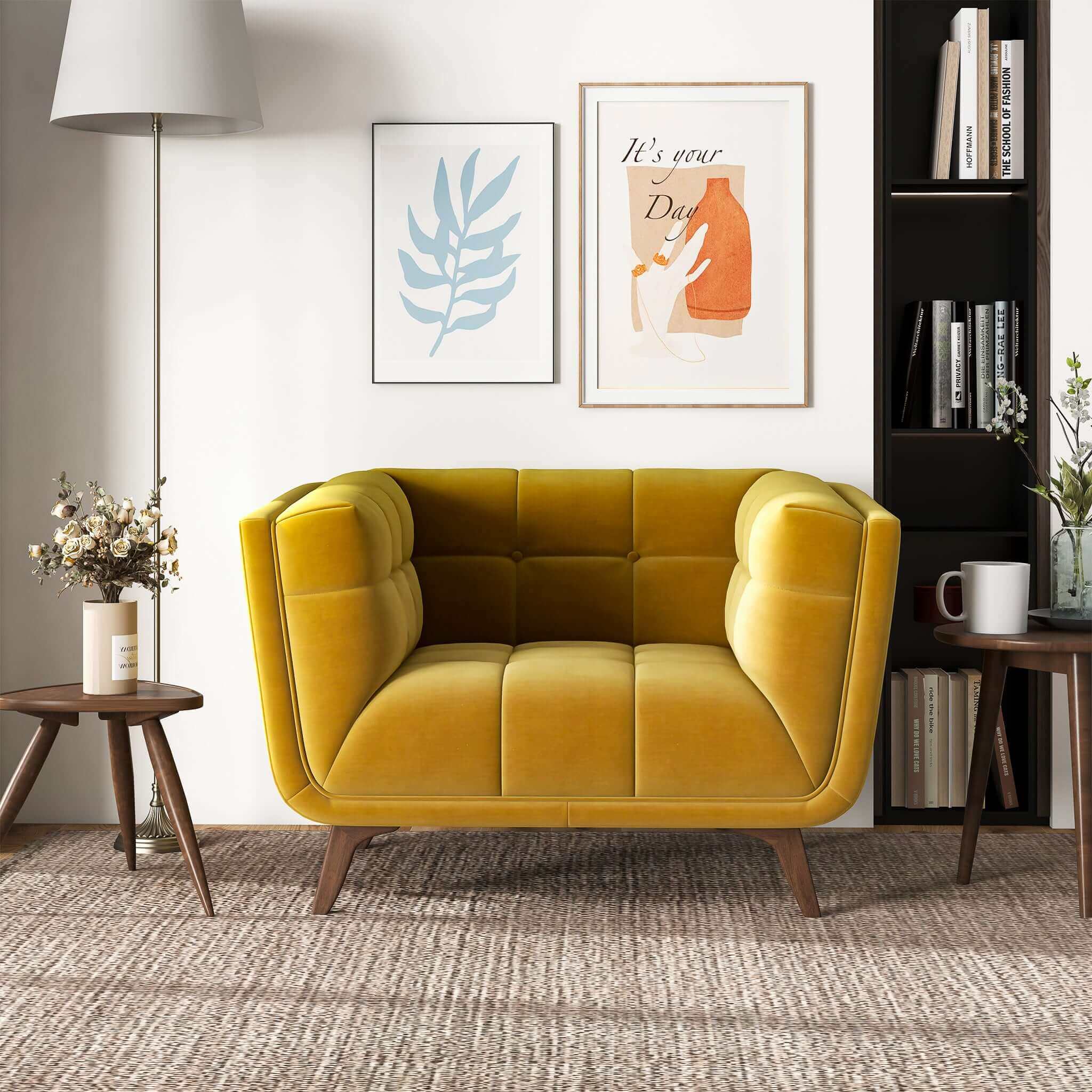 Addison Mid Century Modern Gold Velvet Lounge Chair Addison Mid Century Modern Gold Velvet Lounge Chair