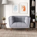 Addison Mid Century Modern Light Grey Fabric Lounge Chair - Image 2