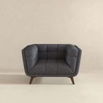 Addison Mid Century Modern Seaside Grey Linen Lounge Chair - Image 3