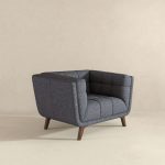 Addison Mid Century Modern Seaside Grey Linen Lounge Chair - Image 4