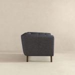 Addison Mid Century Modern Seaside Grey Linen Lounge Chair - Image 5