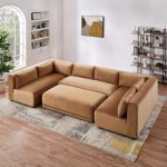 Aleny Cognac Velvet Modular Corner Sofa - Image 3