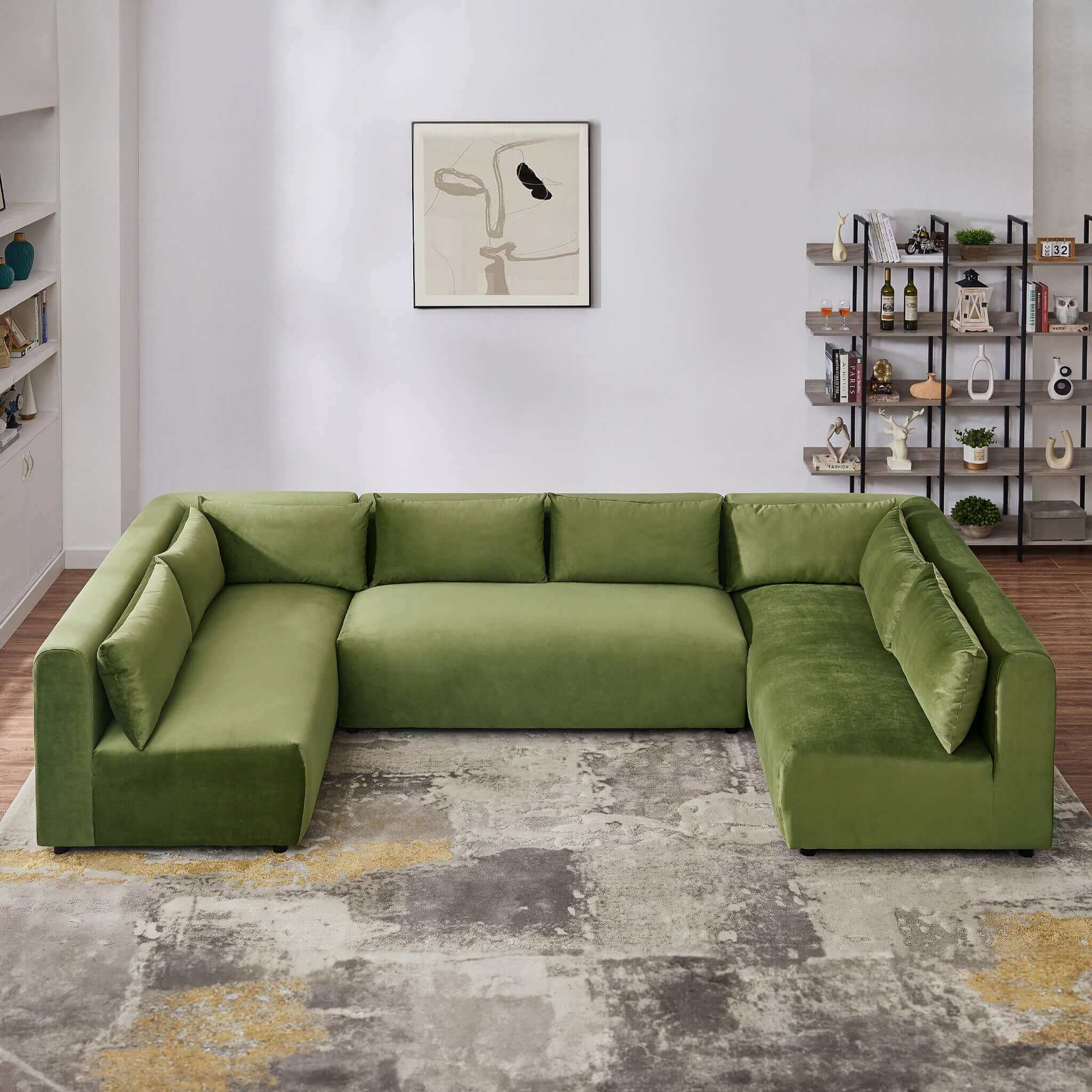 Aleny Green Velvet Modular Corner Sofa Aleny Green Velvet Modular Corner Sofa