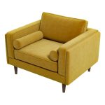 Amber Dark Yellow Velvet Lounge Chair - Image 3