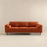 Amber Mid Century Modern Burnt Orange Luxury Modern Velvet Sofa - Image 2