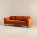 Amber Mid Century Modern Burnt Orange Luxury Modern Velvet Sofa - Image 3
