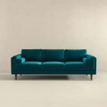 Amber Mid Century Modern Teal Luxury Modern Velvet Sofa - Image 2