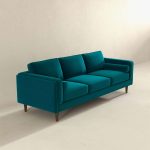 Amber Mid Century Modern Teal Luxury Modern Velvet Sofa - Image 4