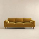 Amber Mid Century Modern Yellow Luxury Modern Velvet Sofa - Image 2