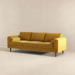 Amber Mid Century Modern Yellow Luxury Modern Velvet Sofa - Image 3