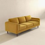 Amber Mid Century Modern Yellow Luxury Modern Velvet Sofa - Image 4