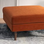 Amber  Square Upholstered Ottoman (Burnt Orange Velvet) - Image 2