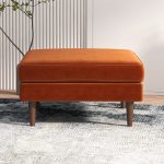 Amber  Square Upholstered Ottoman (Burnt Orange Velvet) - Image 3